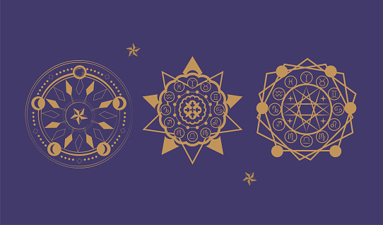 Mystical astrology symbols